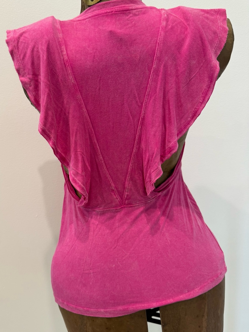 Free People Bright Pink Ruffle-Back Dress - Picture 6 of 14